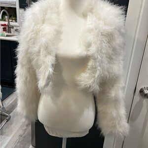 NADINE MERABI White Faux Fur Jacket